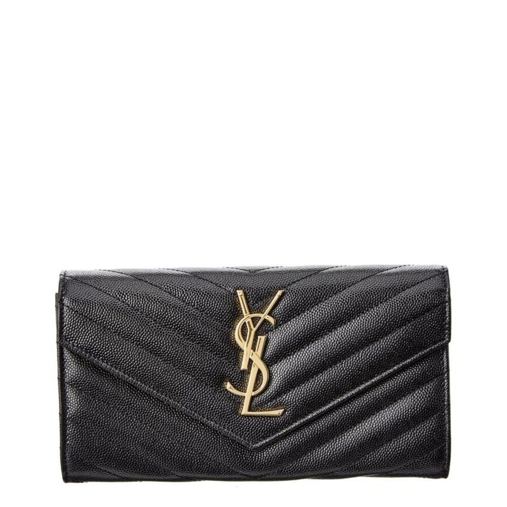 Saint Laurent Large Monogram Matelasse Leather Continental Wallet, Black